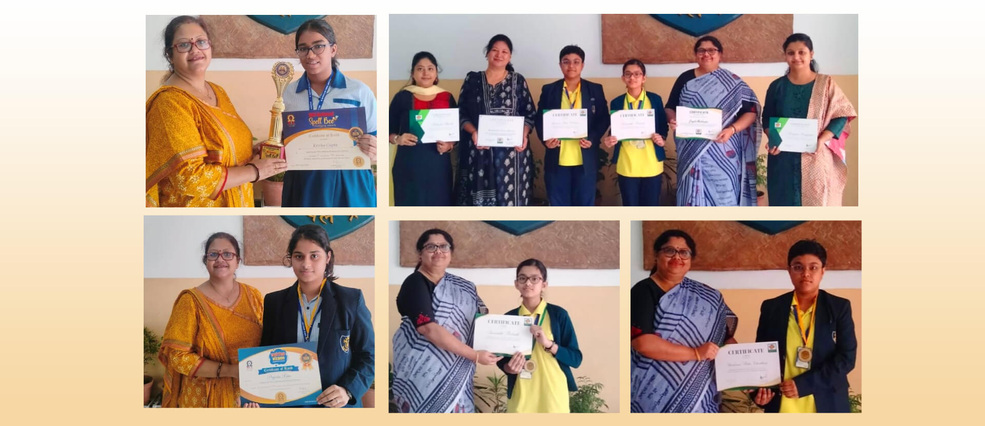 Mangalam Vidya Niketan students receiving certificates and awards during school achievement ceremony.